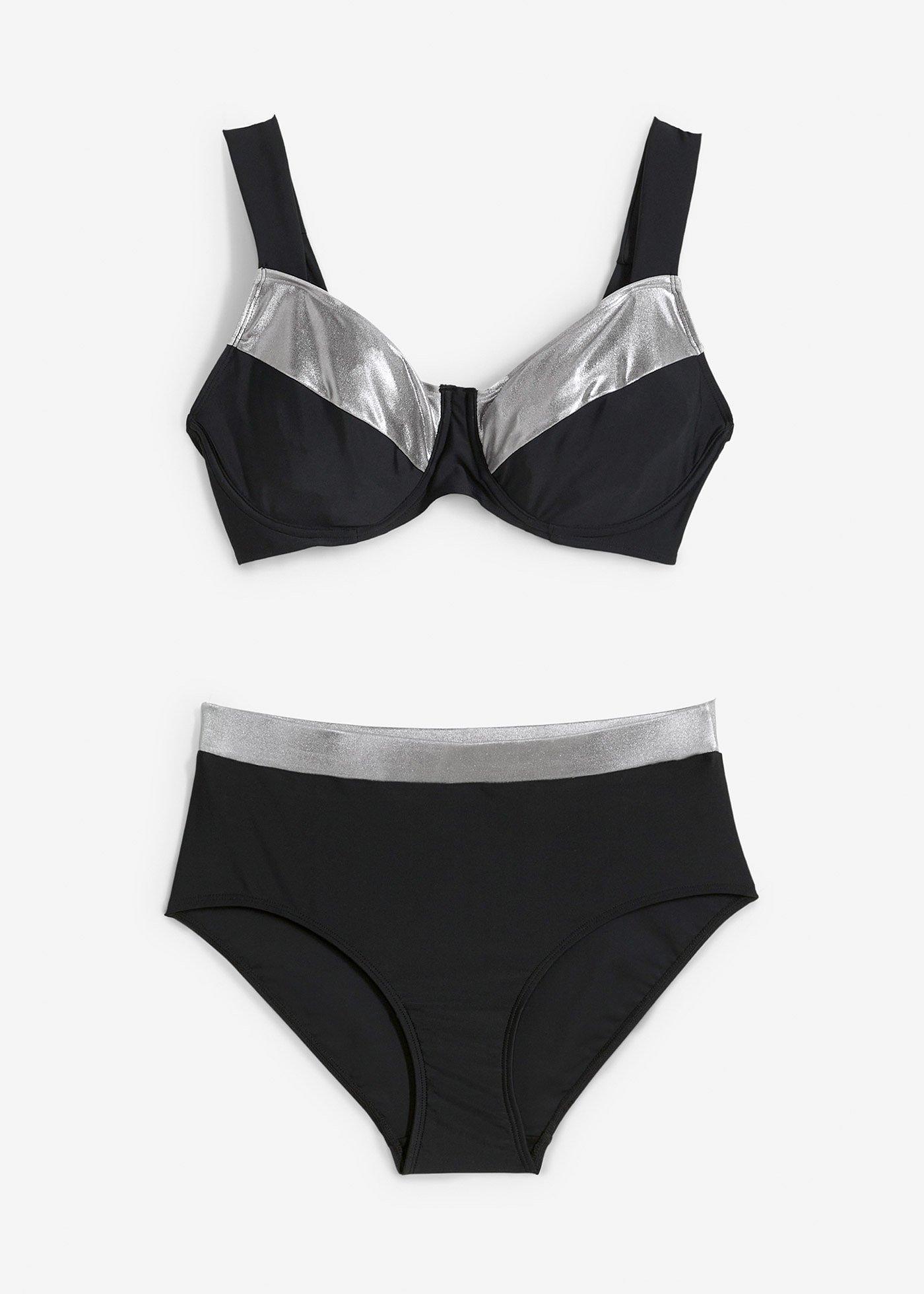 Élégant bikini minimiseur noir argenté Bon E