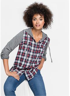 Chemise à carreaux avec manches et capuche jersey, John Baner JEANSWEAR Chemise à carreaux avec manches et capuche jersey, John Baner JEANSWEAR