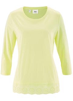 T-shirt fil flammé manches 3/4 avec dentelle, bpc bonprix collection T-shirt fil flammé manches 3/4 avec dentelle, bpc bonprix collection
