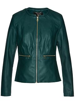 Veste courte à basque en synthétique imitation cuir, bpc selection Veste courte à basque en synthétique imitation cuir, bpc selection