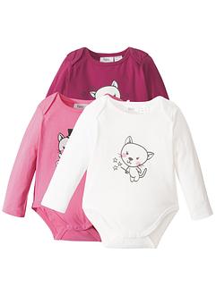 Lot de 3 bodies bébé manches longues en coton bio, bpc bonprix collection Lot de 3 bodies bébé manches longues en coton bio, bpc bonprix collection