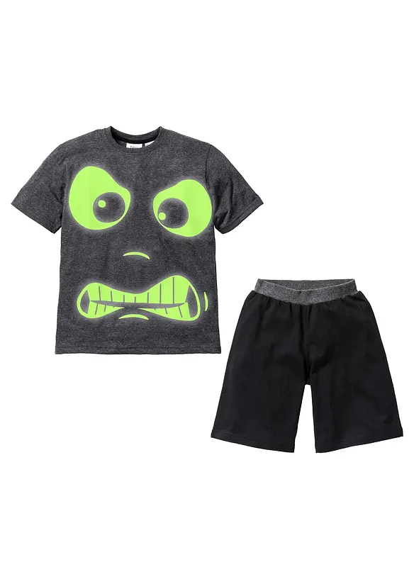 Pyjashort en coton à imprimé phosphorescent (ens. 2 pces), bonprix