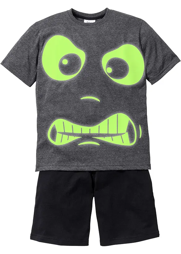 Pyjashort en coton à imprimé phosphorescent (ens. 2 pces), bonprix