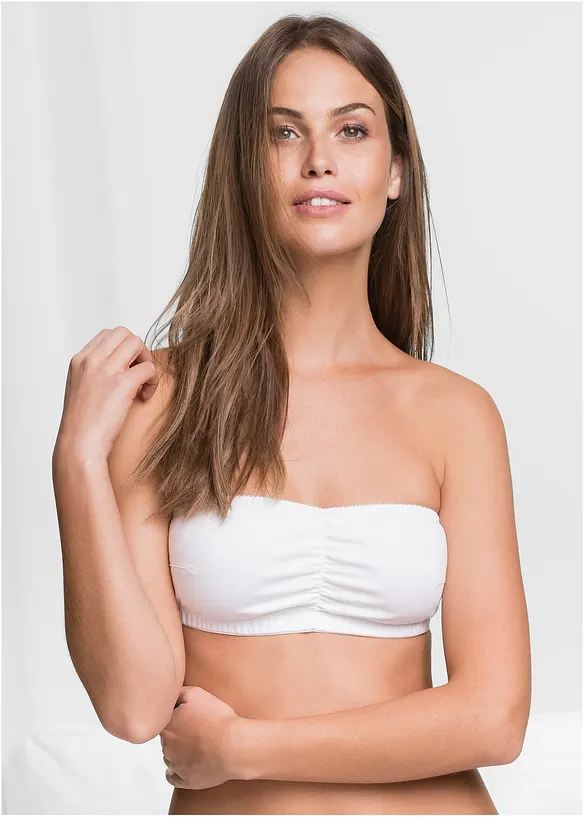 Lot de 2 soutiens-gorge bandeau coton jusqu’au bonnet B, bonprix