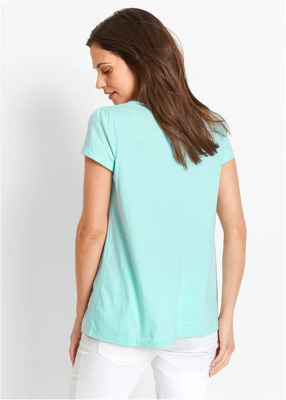 T-shirt coton et dentelle, manches courtes, bonprix