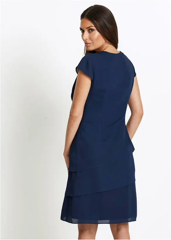 Robe courte look superposé avec accessoire sur l’épaule, bonprix
