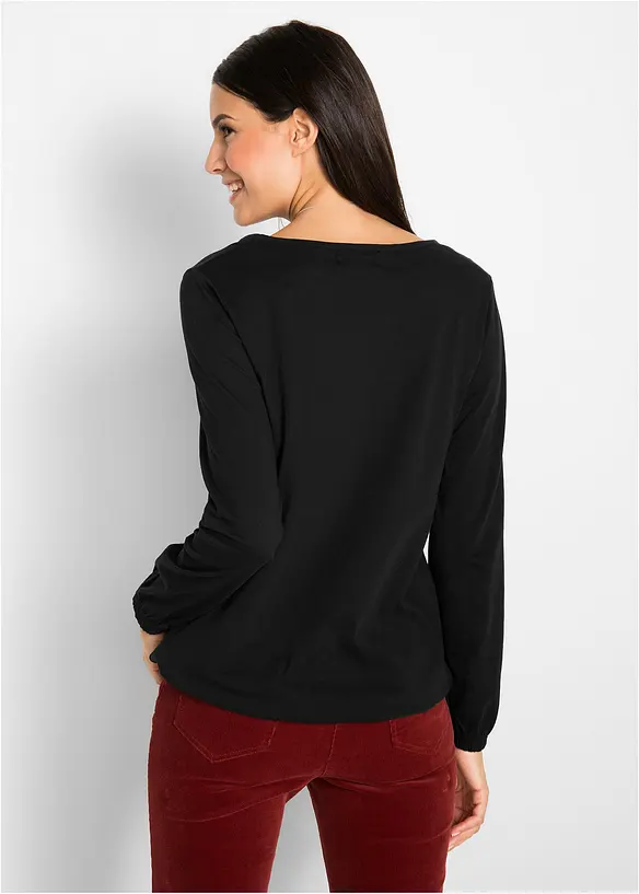 T-shirt manches longues 100% coton, finitions élastiquées, bonprix