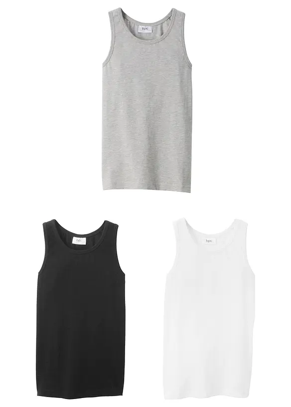 Lot de 3 débardeurs en coton doux et extensible, bonprix