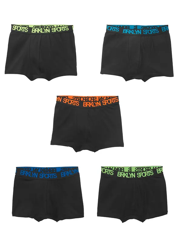 Lot de 5 boxers en coton doux et extensible, bonprix