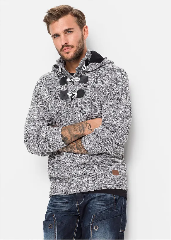 Pull à capuche en grosse maille de coton mélangé, bonprix