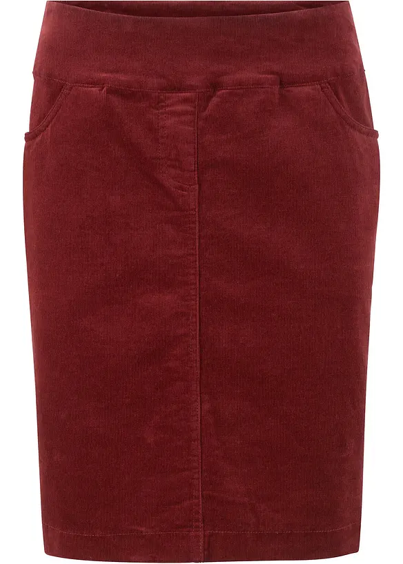 Jupe en velours côtelé extensible à ceinture élastiquée, bonprix