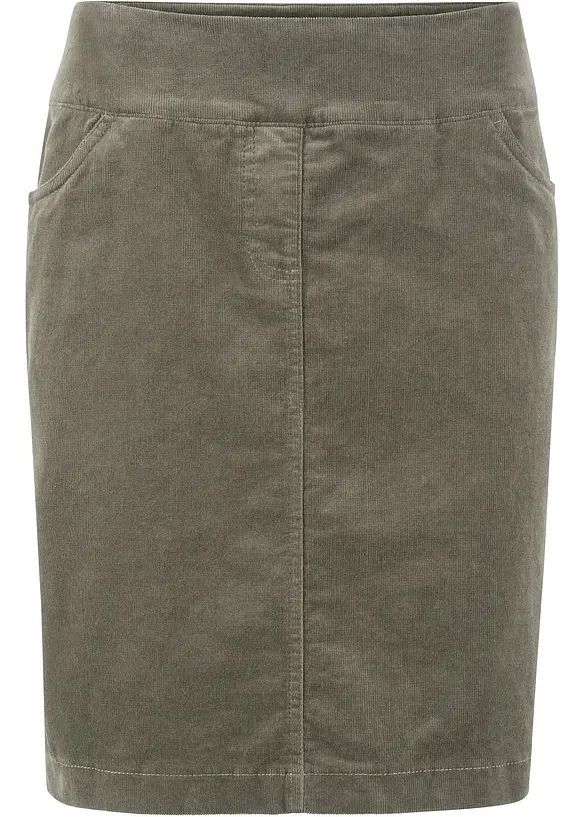 Jupe en velours côtelé extensible à ceinture élastiquée, bonprix