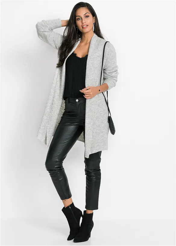 Gilet long en maille à col châle, bonprix