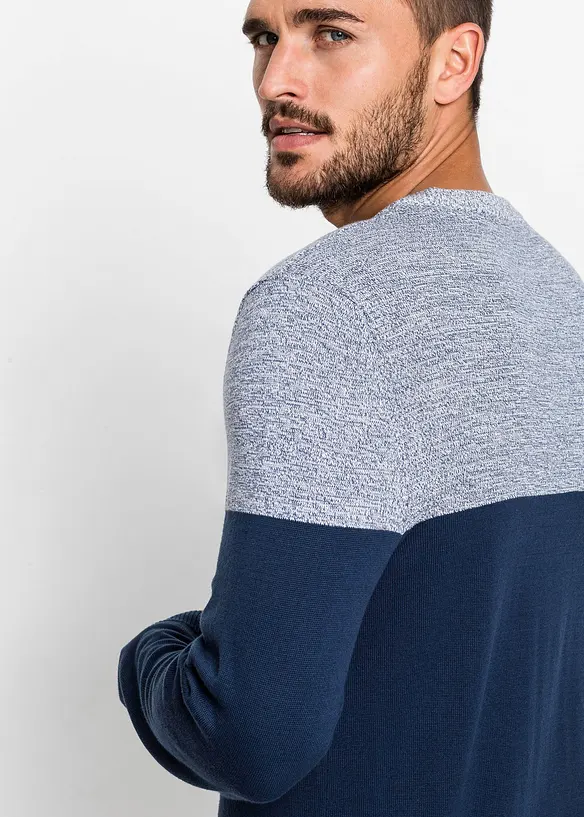 Pull coton style block en fine maille, bonprix