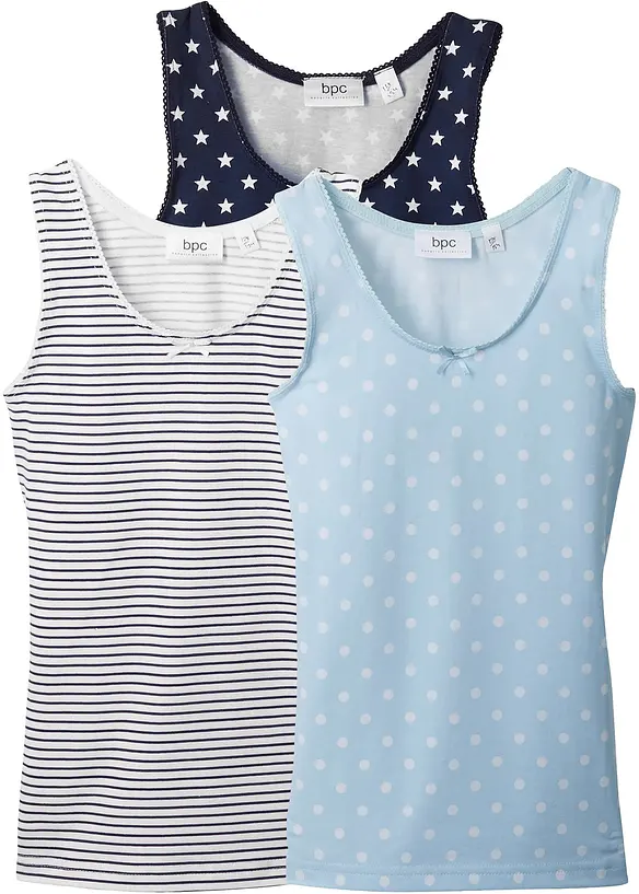 Lot de 3 maillots de corps en coton doux, bonprix