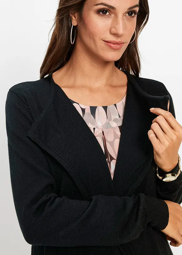 Long gilet en maille de coton mélangé, bonprix