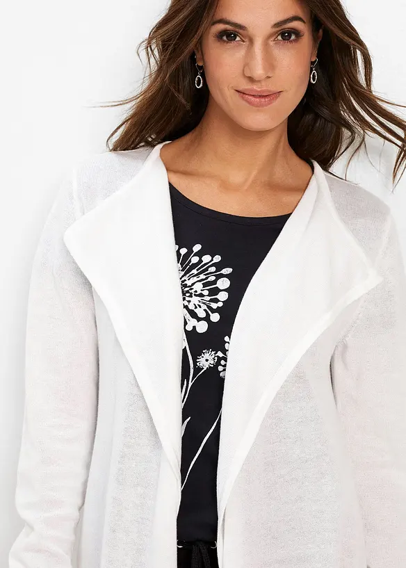 Long gilet en maille de coton mélangé, bonprix