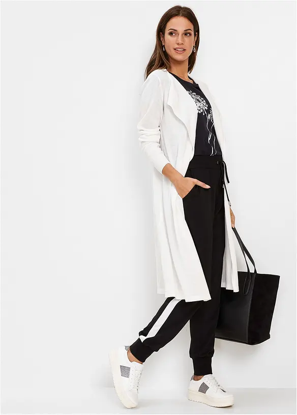 Long gilet en maille de coton mélangé, bonprix