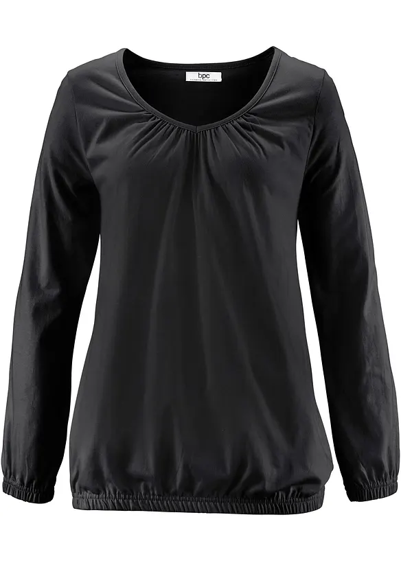 T-shirt manches longues 100% coton, finitions élastiquées, bonprix