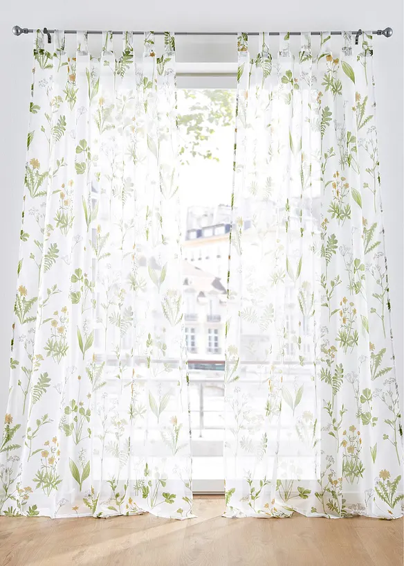 Voilage à imprimé floral avec polyester recyclé (1 pce), bonprix