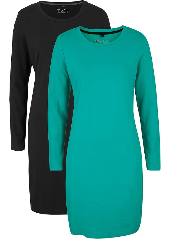 Robes en jersey coton extensible par lot de 2, bonprix