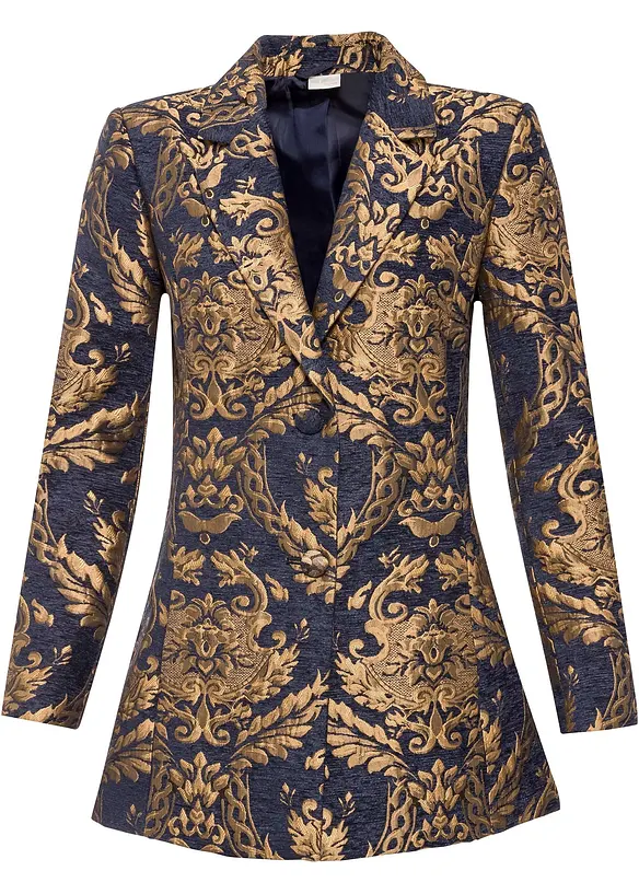 Blazer court en jacquard doré, Petite stature, bonprix