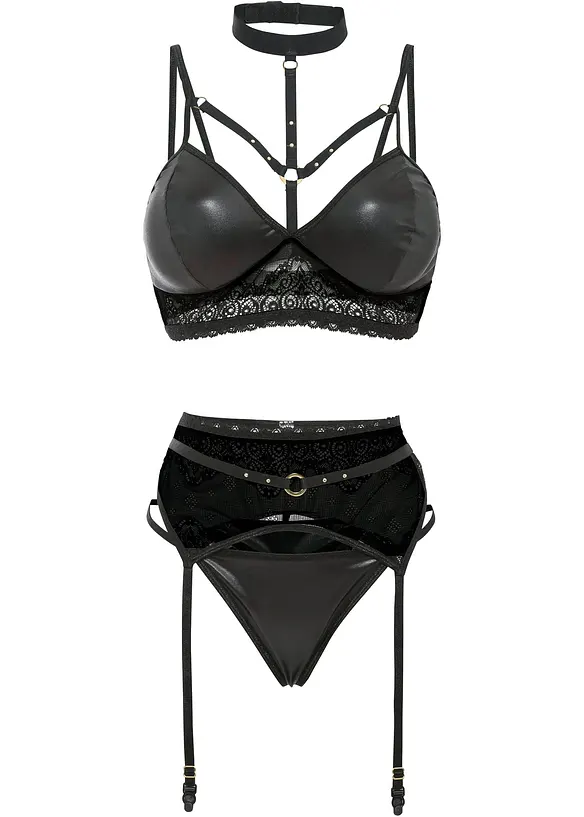 Brassière, string, porte-jarretelles (Ens. 3 pces.), bonprix