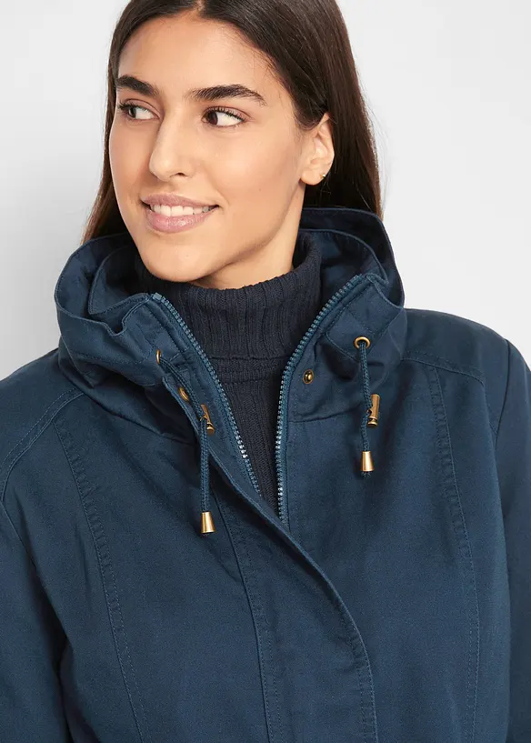 Parka courte en coton à col montant, cintrée, bonprix