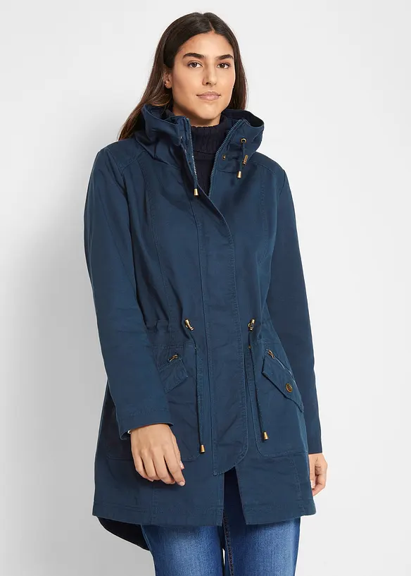 Parka courte en coton à col montant, cintrée, bonprix