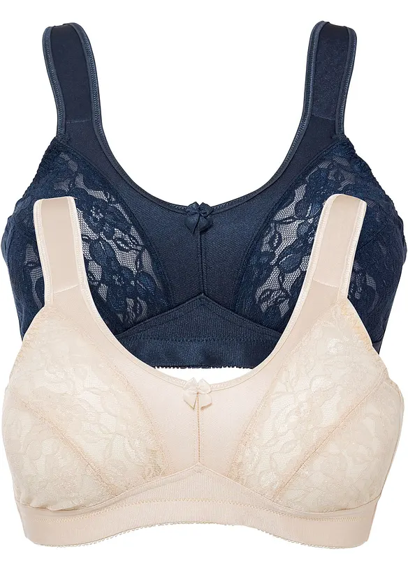 Lot de 2 soutiens-gorge grand maintien sans armatures avec bretelles rembourrées, bonprix