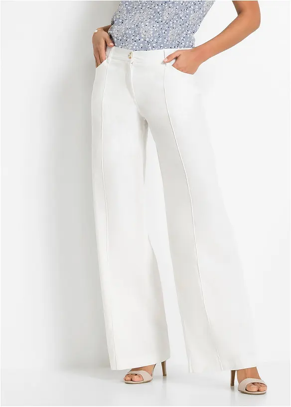 Pantalon palazzo léger en lin mélangé, bonprix