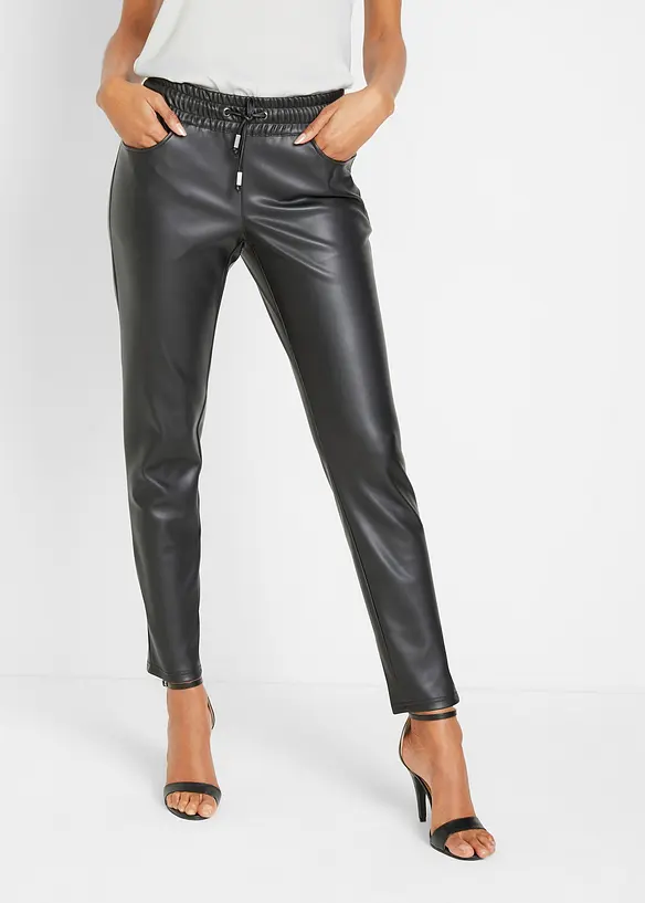 Pantalon enduit à taille élastiquée, bonprix