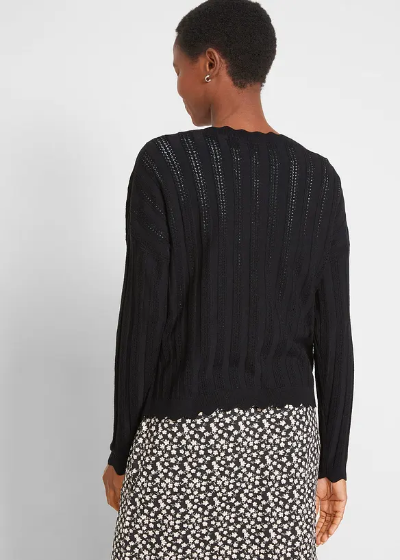 Gilet court en maille ajourée, viscose majoritaire, bonprix