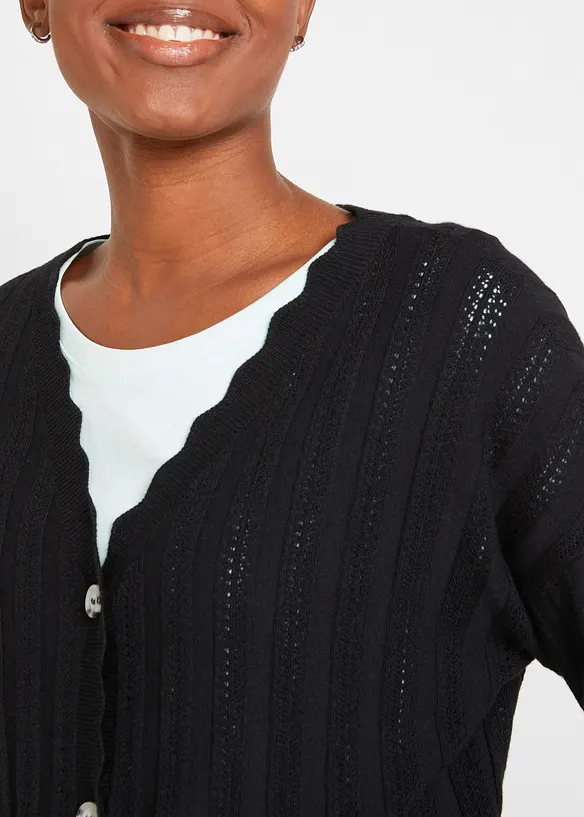 Gilet court en maille ajourée, viscose majoritaire, bonprix