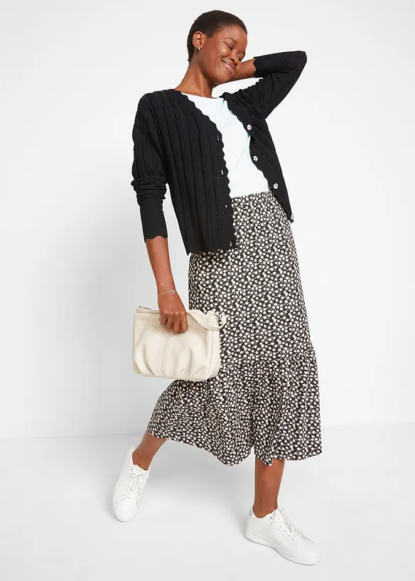 Gilet court en maille ajourée, viscose majoritaire, bonprix