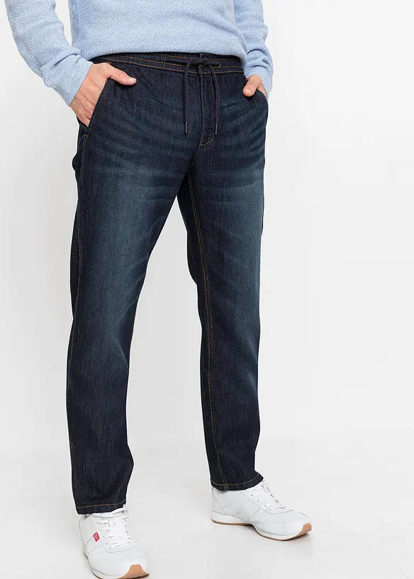 Jean jogger droit et léger à taille élastiquée, Regular, bonprix