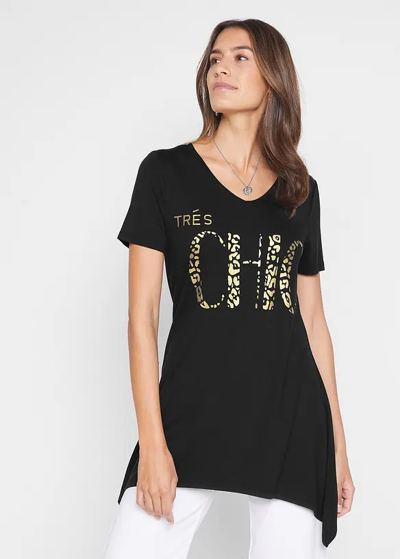 T-shirt à pans avec imprimé foil, bonprix
