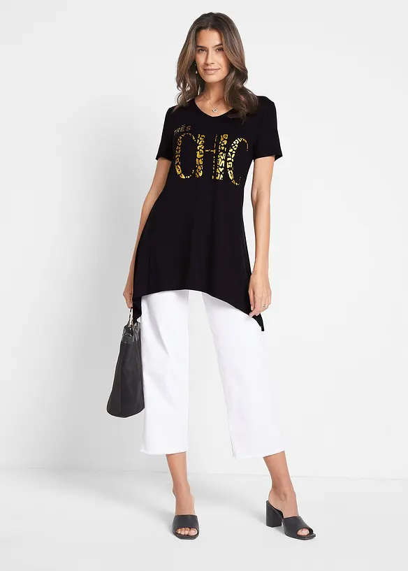 T-shirt à pans avec imprimé foil, bonprix