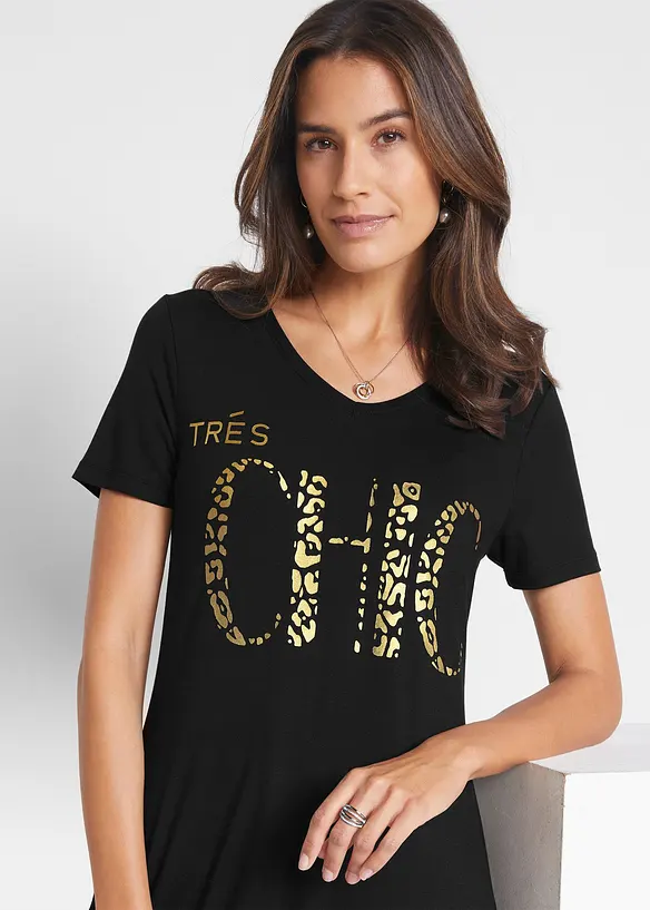 T-shirt à pans avec imprimé foil, bonprix