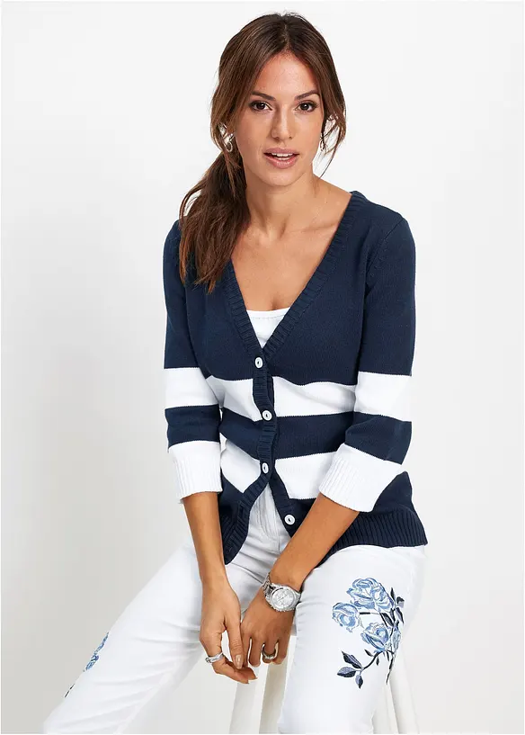 Gilet rayé en maille de coton, bonprix