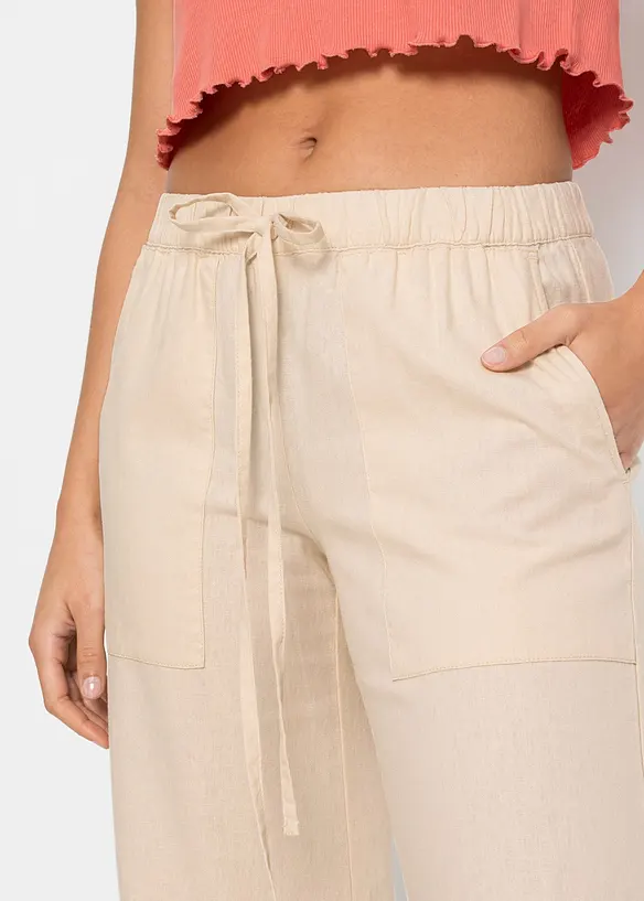 Pantalon large en lin mélangé, bonprix