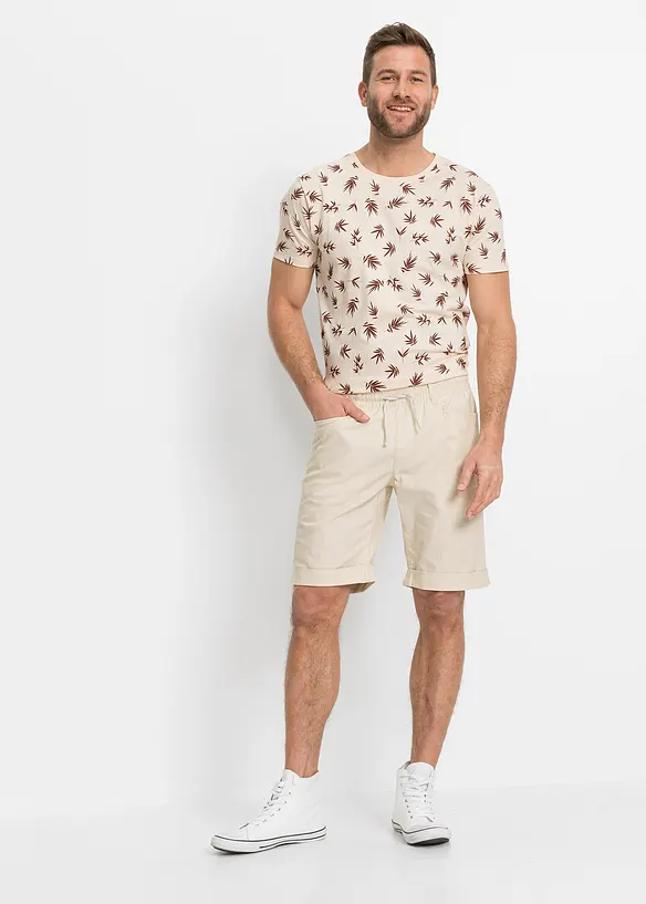 Bermuda à taille élastiquée en lin mélangé, Regular, bonprix