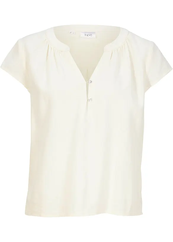 Blouse courte avec lin et fentes sur les côtés, bonprix
