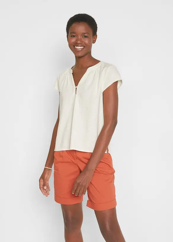 Blouse courte avec lin et fentes sur les côtés, bonprix