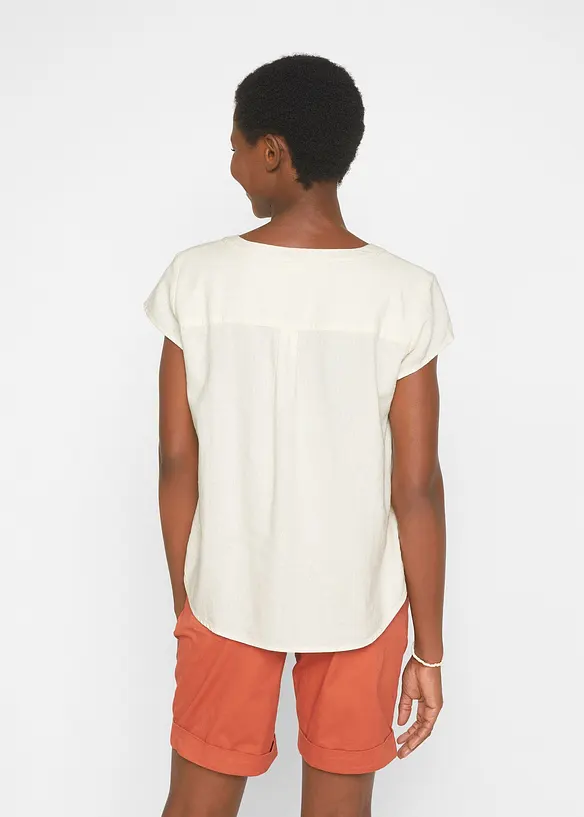 Blouse courte avec lin et fentes sur les côtés, bonprix