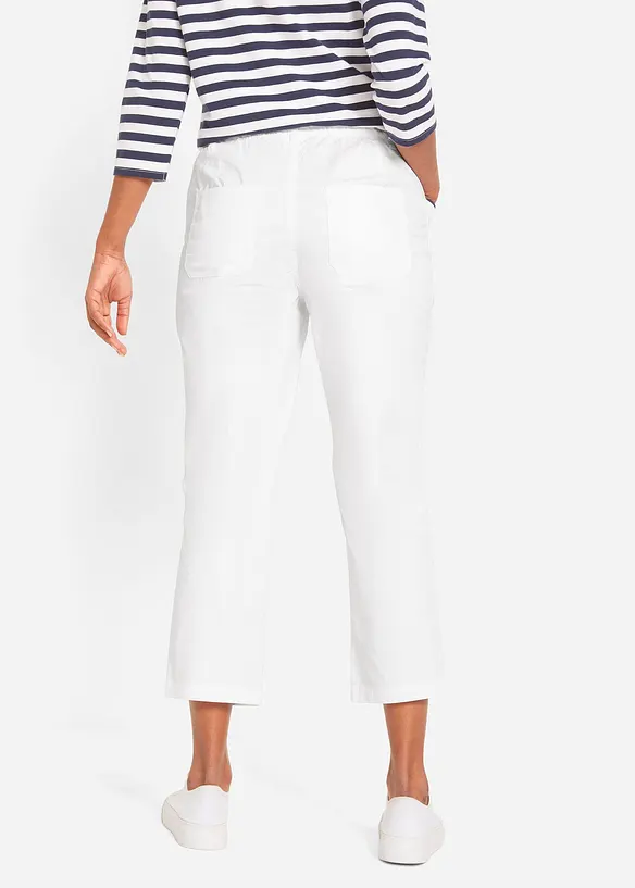 Pantalon 7/8 taille élastiquée en coton Paper Touch, bonprix