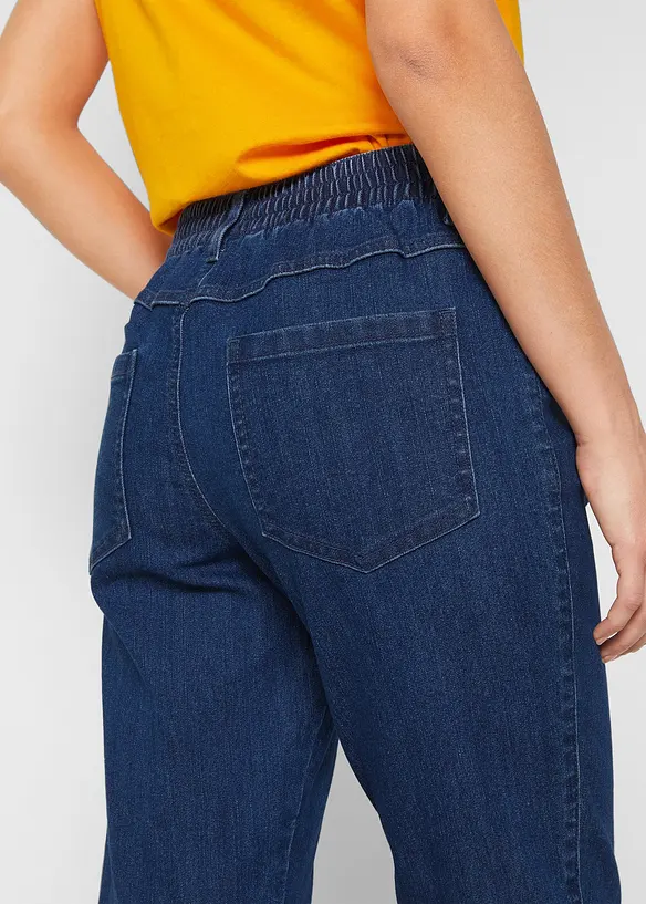 Lot de 2 pantalons 7/8 droits, taille mi-haute élastiquée, bonprix