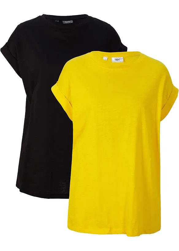 Lot de 2 T-shirts longs 100% coton, bonprix