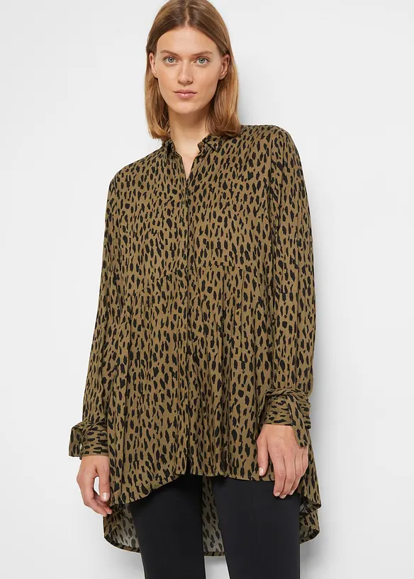 Chemisier 100% viscose, plus long derrière, bonprix