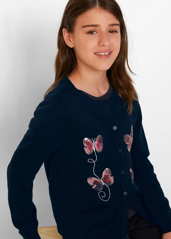 Gilet fille en fine maille à sequins, bonprix